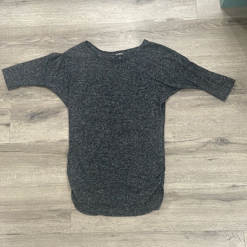 EUC Express half sleeve scoop neck sweater mini dress Heather gray